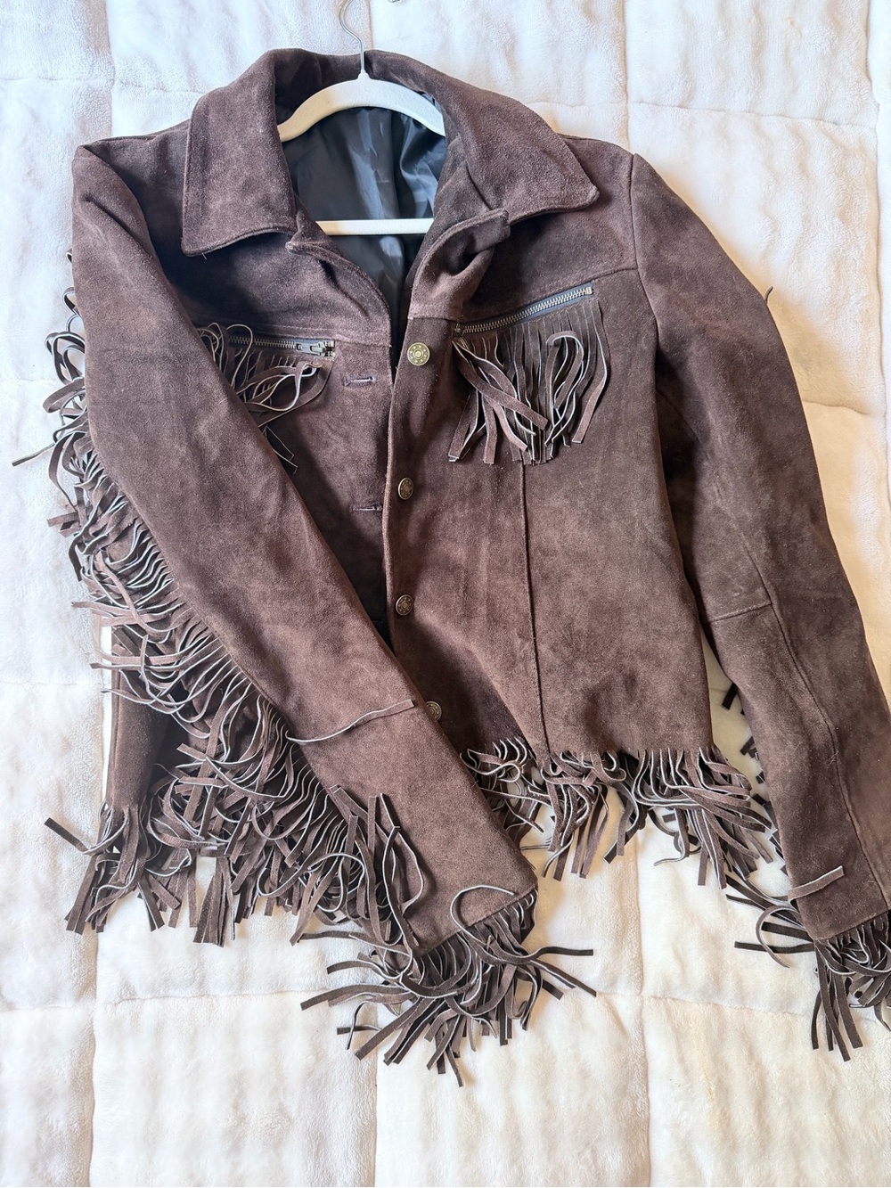 Brown Suede Fringe Jacket - Women - Picture 2 of 4